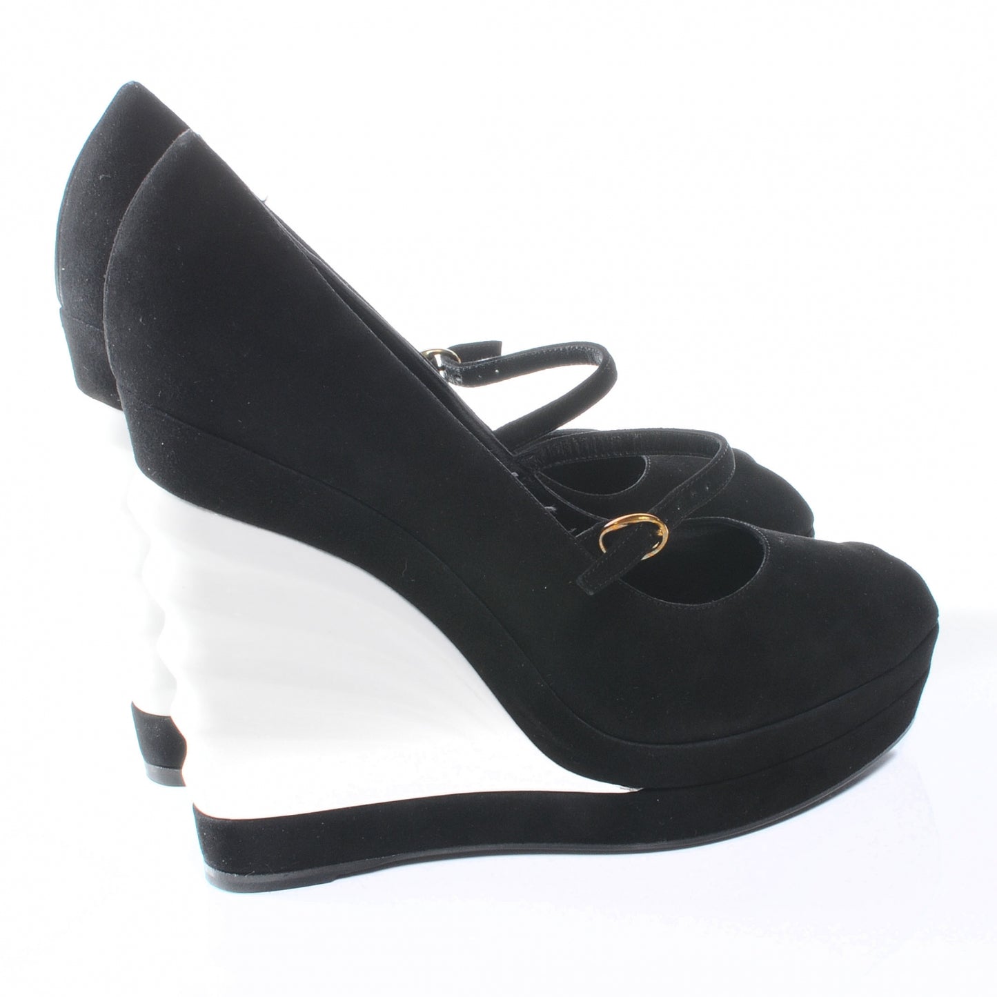 Suede Robyn 105 Wedges 39.5 Black White
