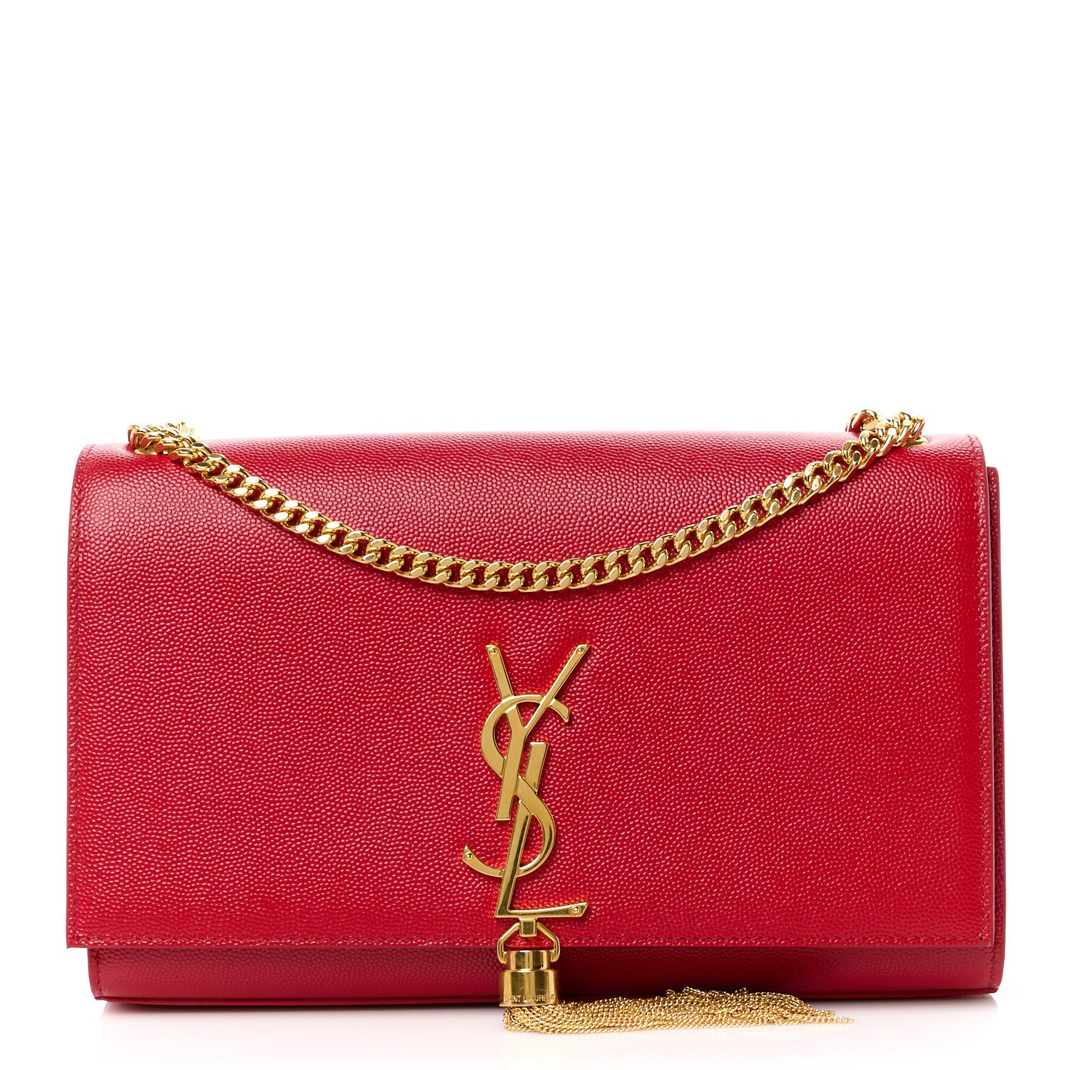 Saint Laurent Grain De Poudre Medium Classic Monogram Kate Tassel Satchel Lipstick Red 1 of 11