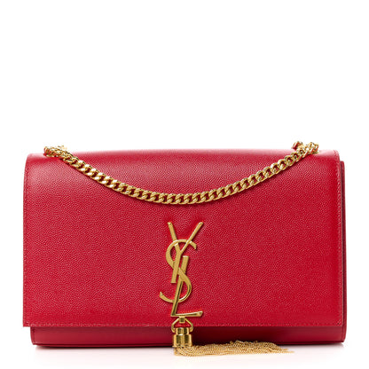 Saint Laurent Grain De Poudre Medium Classic Monogram Kate Tassel Satchel Lipstick Red 1 of 11