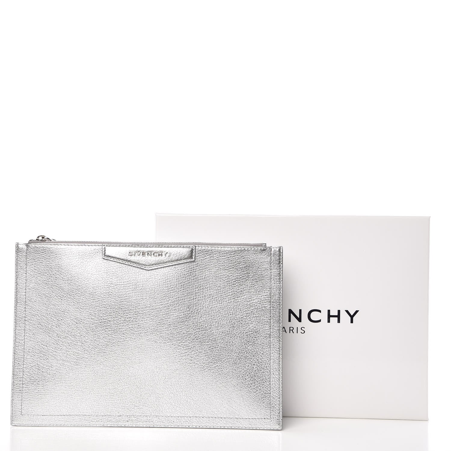 Givenchy Metallic Sugar Goatskin Medium Antigona Pouch Silver 8 of 8