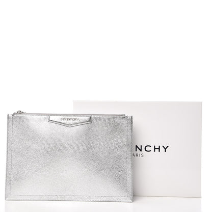 Givenchy Metallic Sugar Goatskin Medium Antigona Pouch Silver 8 of 8