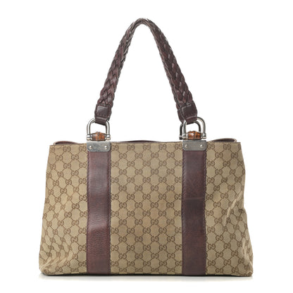 Gucci Monogram Medium Bamboo Bar Tote Brown 1 of 15