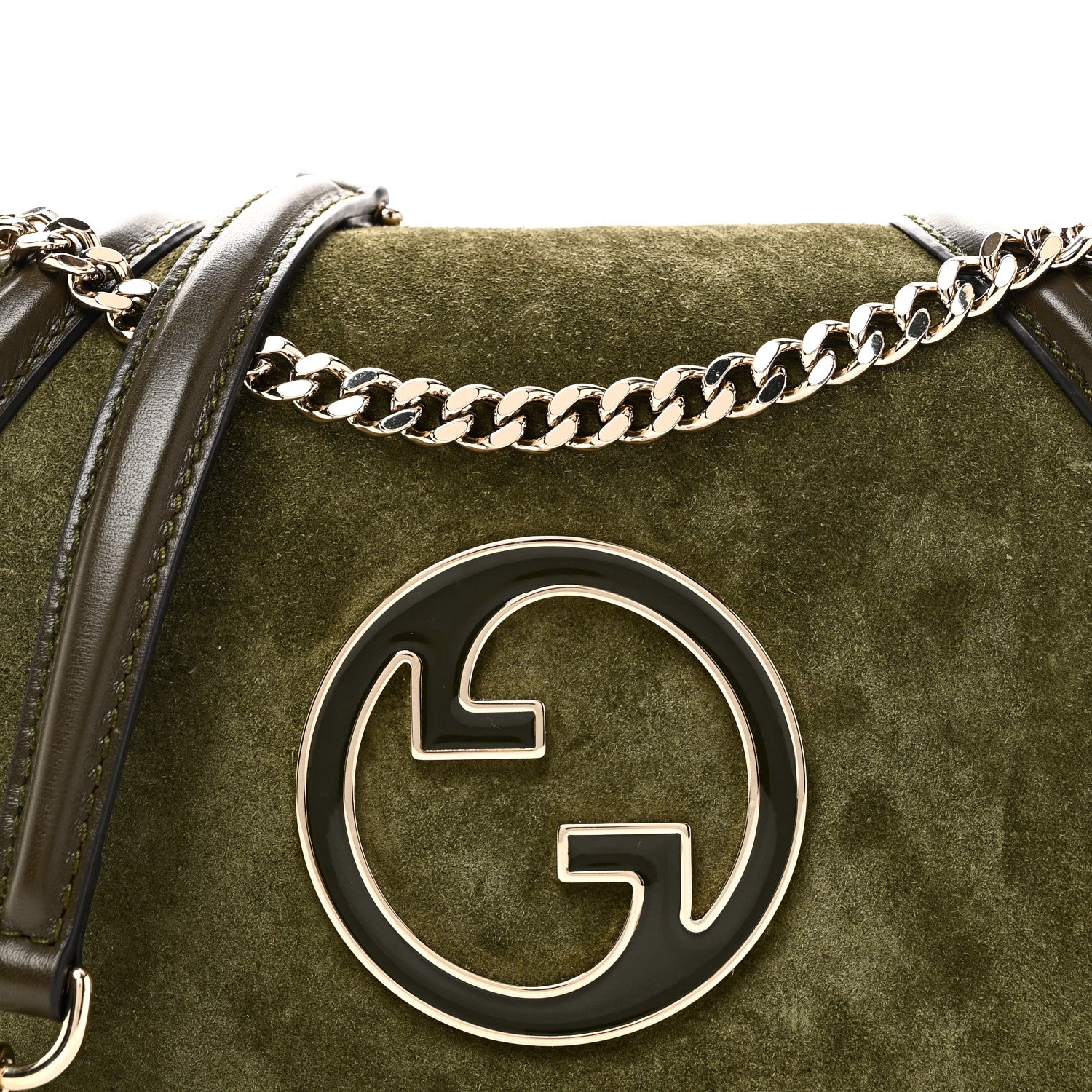 Gucci Suede Calfskin Blondie Medium Shoulder Bag Green 8 of 10