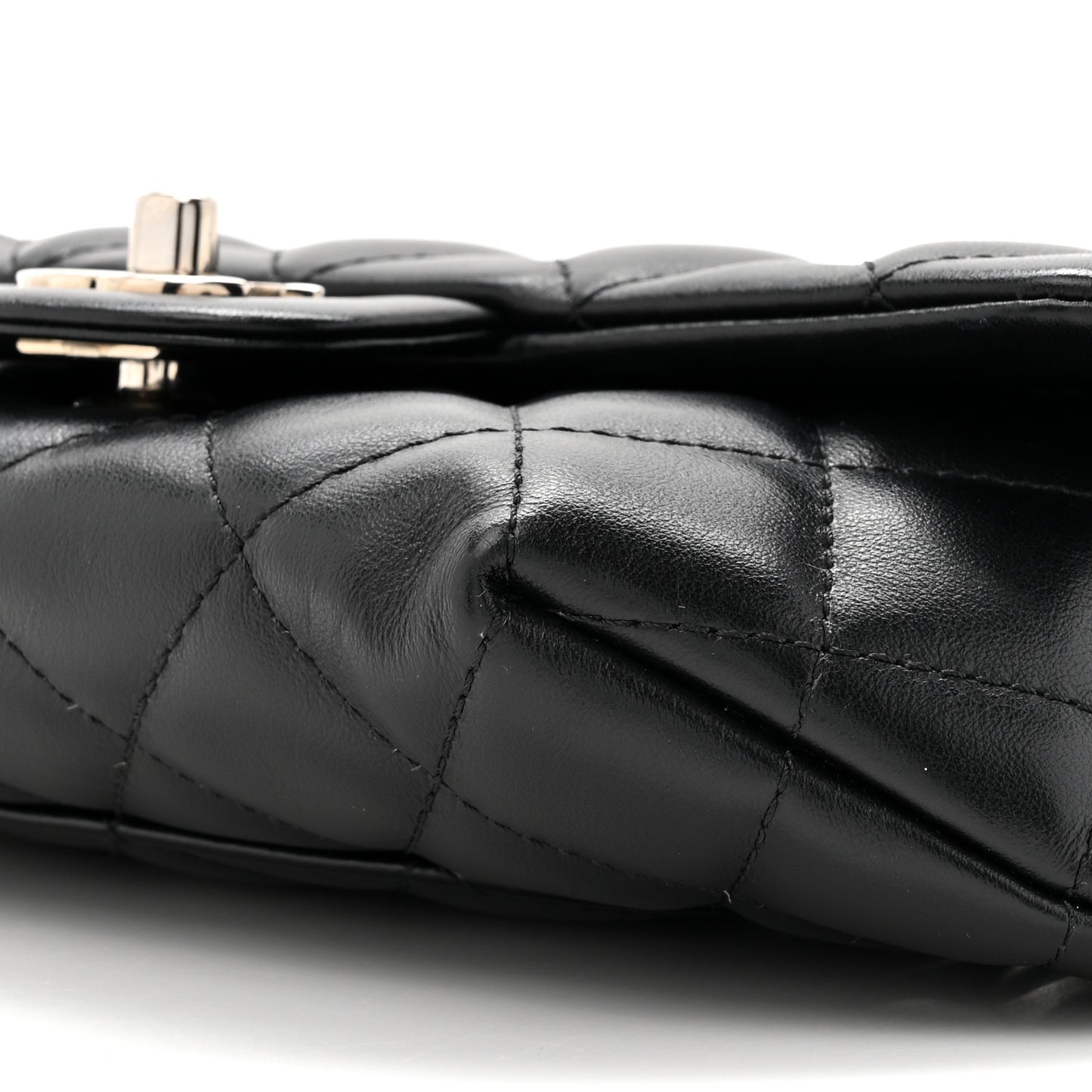 Calfskin Quilted CC Uniform Flap Belt Bag Black