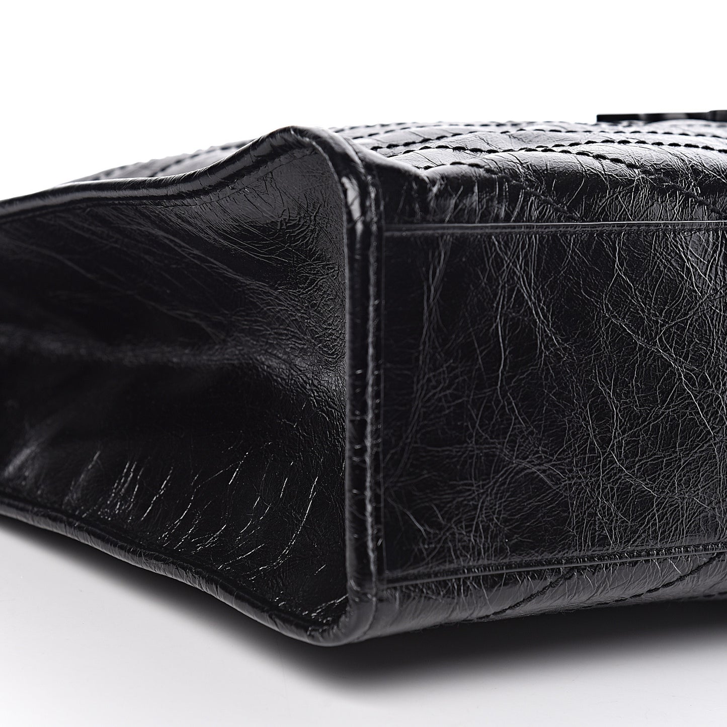 Crinkled Calfskin Matelasse Monogram Niki Shoulder Bag Black