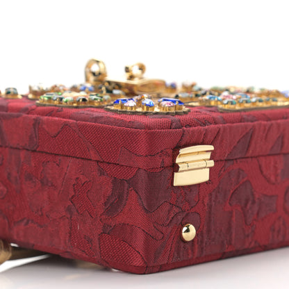 Dolce & Gabbana Brocade Dauphine Crystal Embellished Box Bag Red Gold 7 of 9