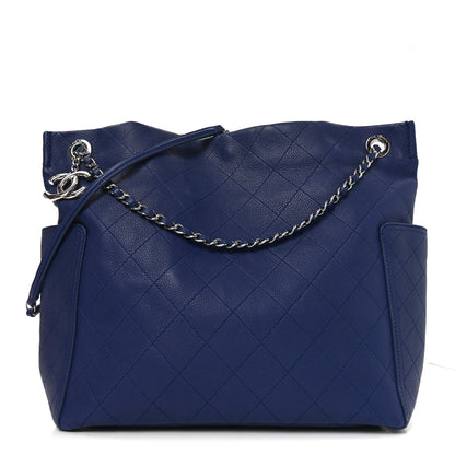 Chanel Grained Calfskin Stitched CC Pocket Tote Navy Blue 1 of 10
