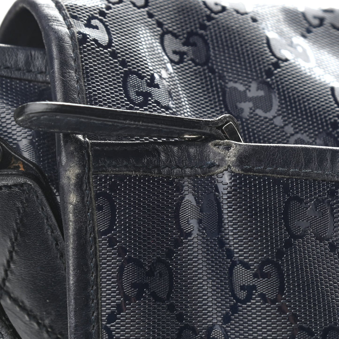 Imprime Monogram Large Double Buckle Flap Messenger Bag Black