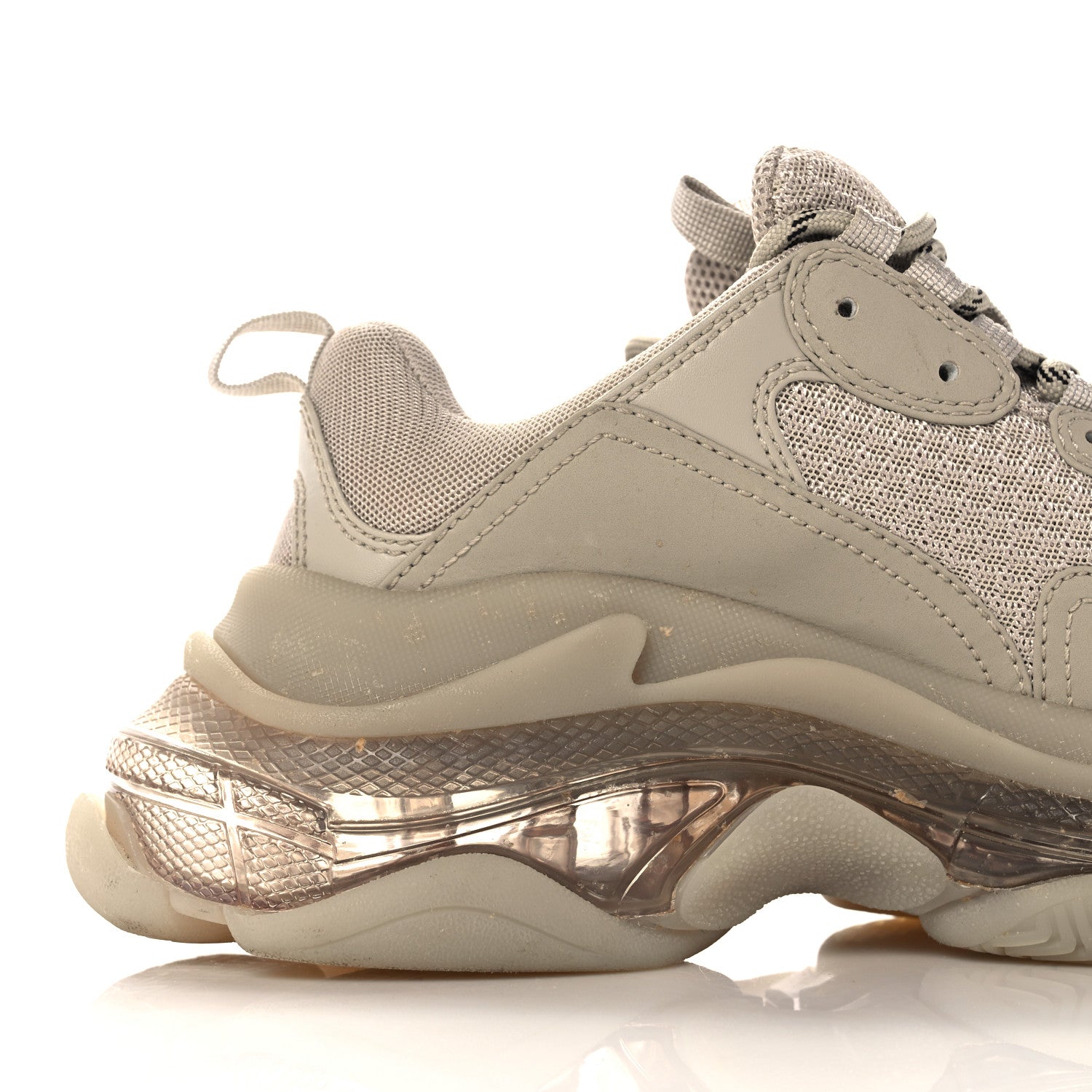 Balenciaga Fabric Mesh Clear Sole Womens Triple S Sneakers 38 Beige 10 of 11