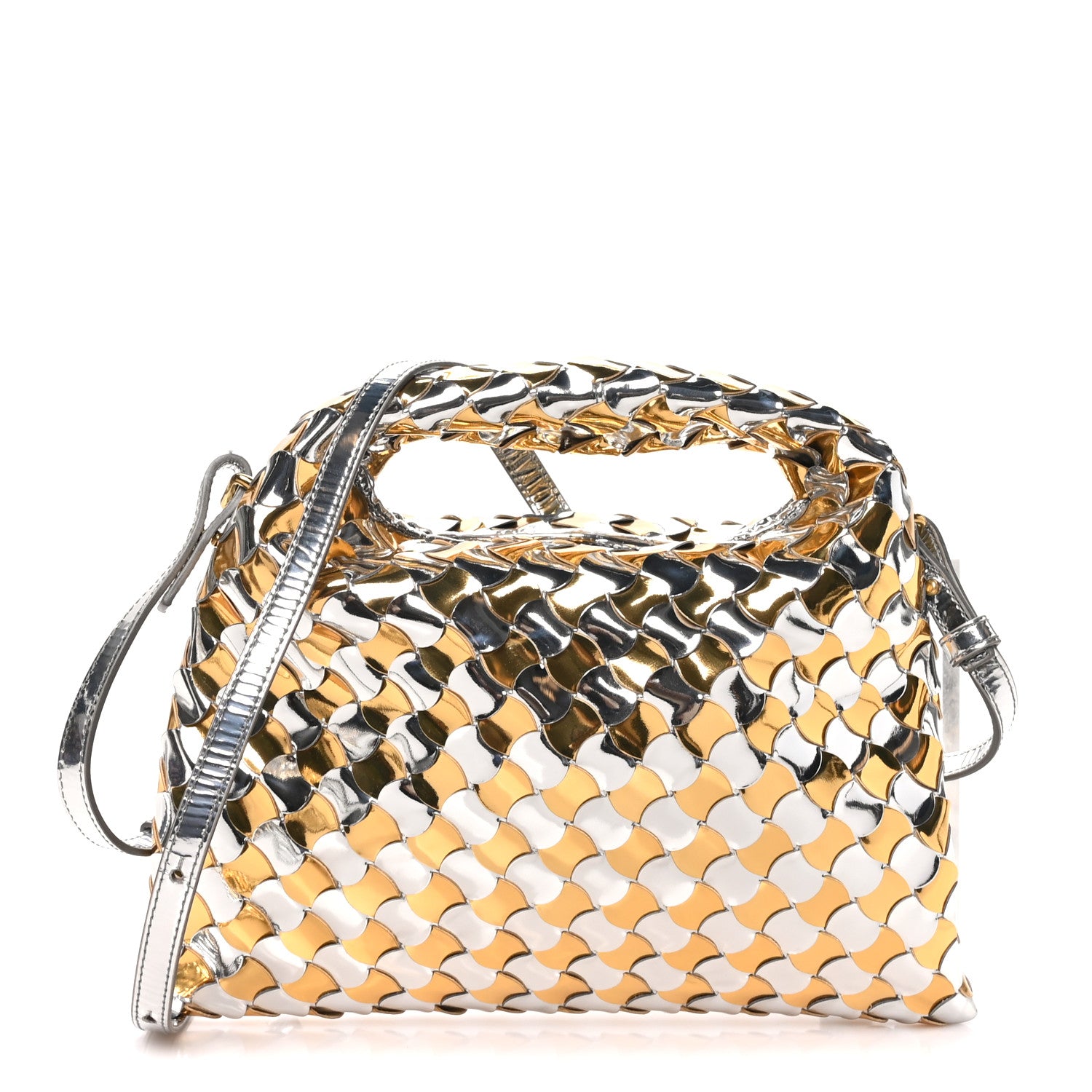 Bottega Veneta Metallic Lambskin Intrecciato Mini Hop Silver Gold 1 of 8