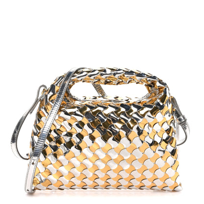 Bottega Veneta Metallic Lambskin Intrecciato Mini Hop Silver Gold 1 of 8