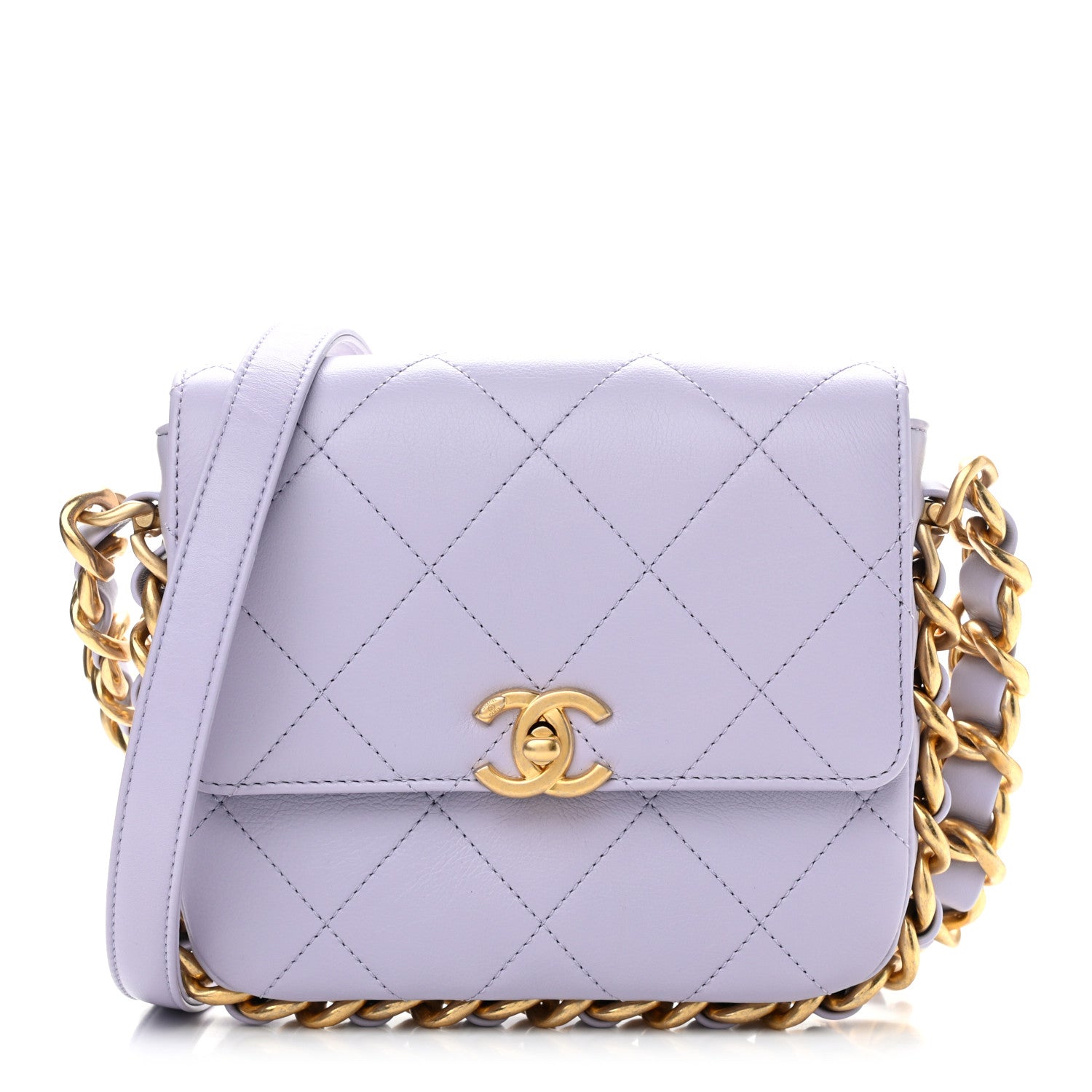 Chanel Calfskin Quilted Small Framing Chain Bag Light Purple 1 of 12