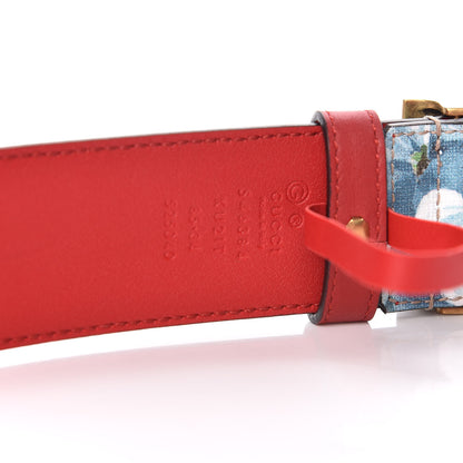 Gucci GG Plus Monogram Blooms Plaque Belt 85 34 Blue 4 of 8