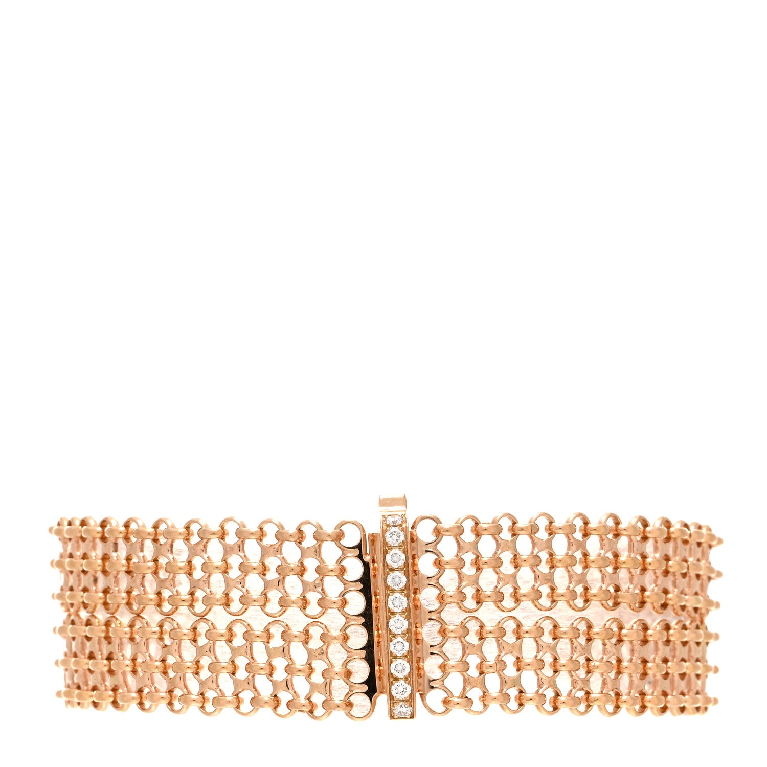 Hermes 18K Rose Gold Pave Diamond GM Kelly Clochette Bracelet SH 2 of 4