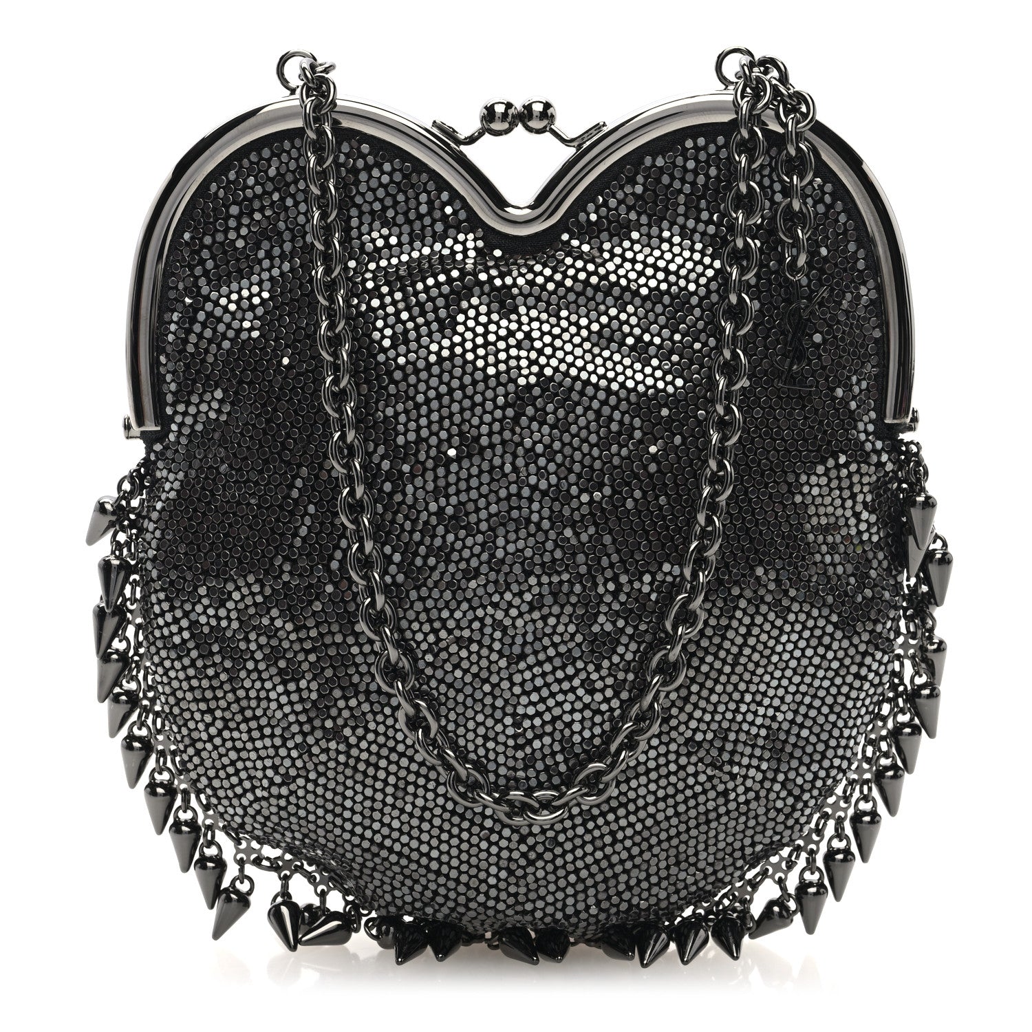 Saint Laurent Satin Mesh Studded Mini Heart Bag Dark Rutenio 1 of 10