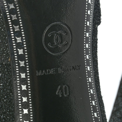 Chanel Glitter Suede Cap Toe Short Boots 40 Black Taupe 6 of 8