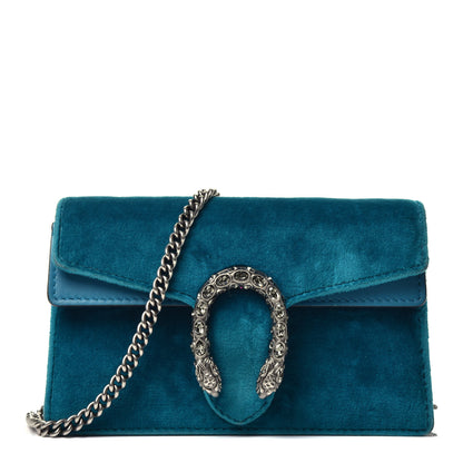 Gucci Velvet Super Mini Dionysus Shoulder Bag Pavone Cyan 1 of 9
