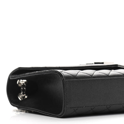 Saint Laurent Grain De Poudre Textured Mixed Matelasse Triquilt Medium Monogram Satchel Black 9 of 10