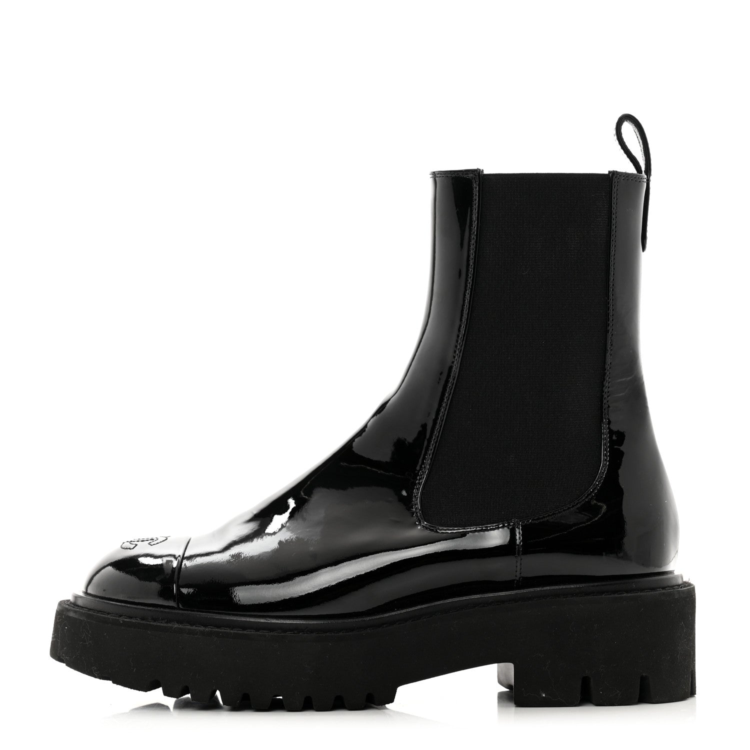 Chanel Patent Cap Toe Short Boots 37 Black 1 of 10