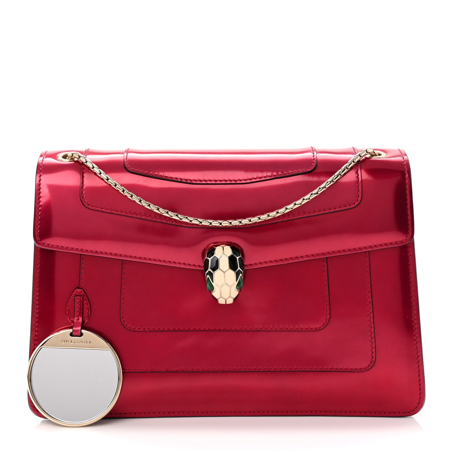 Metallic Calfskin Serpenti Forever Shoulder Bag Red