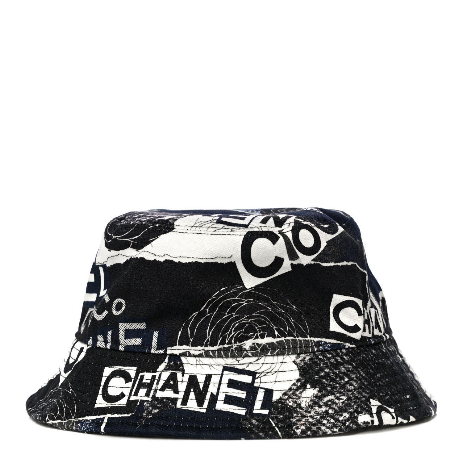 Chanel Cotton Coco Print Bucket Hat L Navy Black White 1 of 8