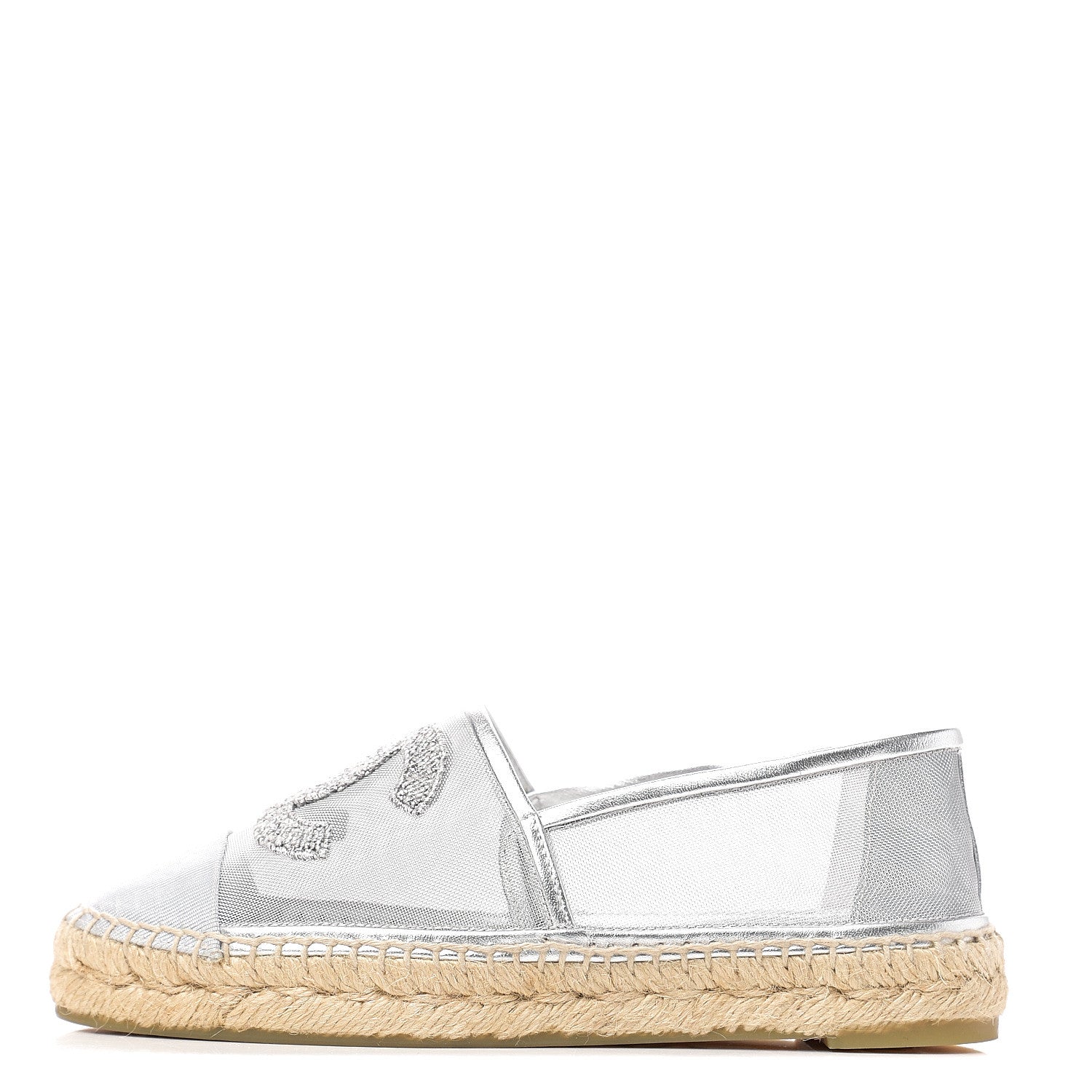 Chanel Mesh Grosgrain CC Espadrilles 36 Silver 1 of 10