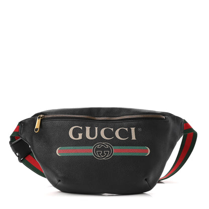 Gucci Grained Calfskin Logo Belt Bag Black 1 of 10