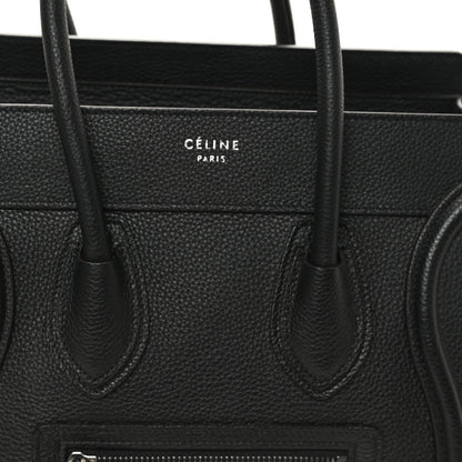 Celine Drummed Calfskin Micro Luggage Black 7 of 9