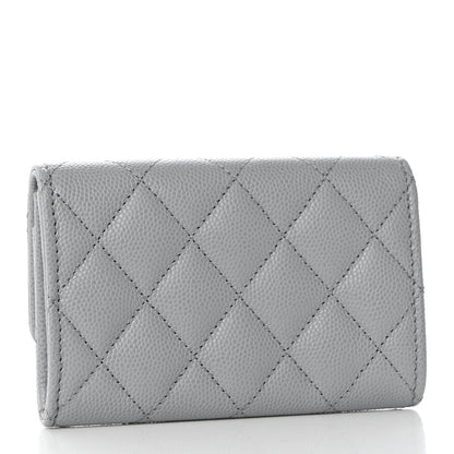 Chanel Caviar Quilted Textured CC Flap Card Holder Grey 3 of 9