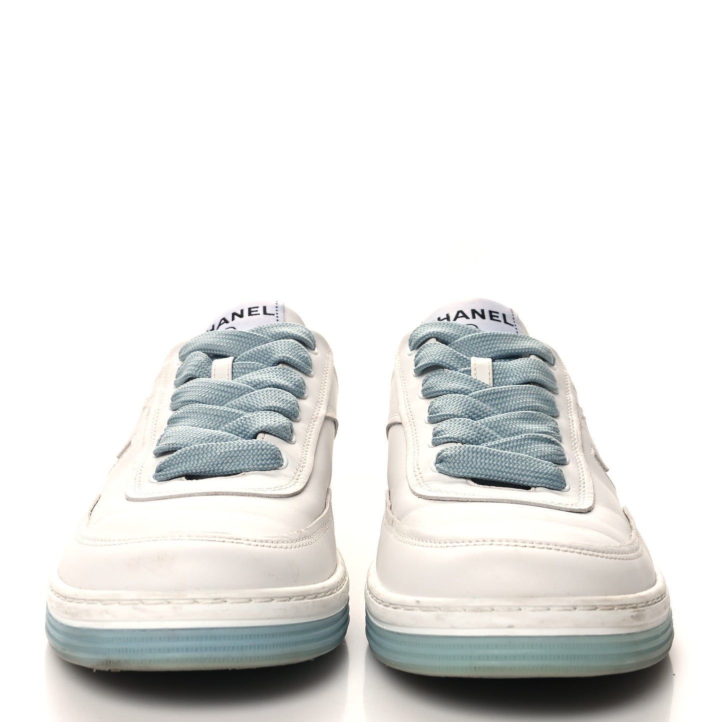 Calfskin CC Womens Sneakers 37 White Blue