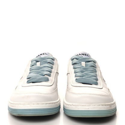 Chanel Calfskin CC Womens Sneakers 37 White Blue 3 of 8