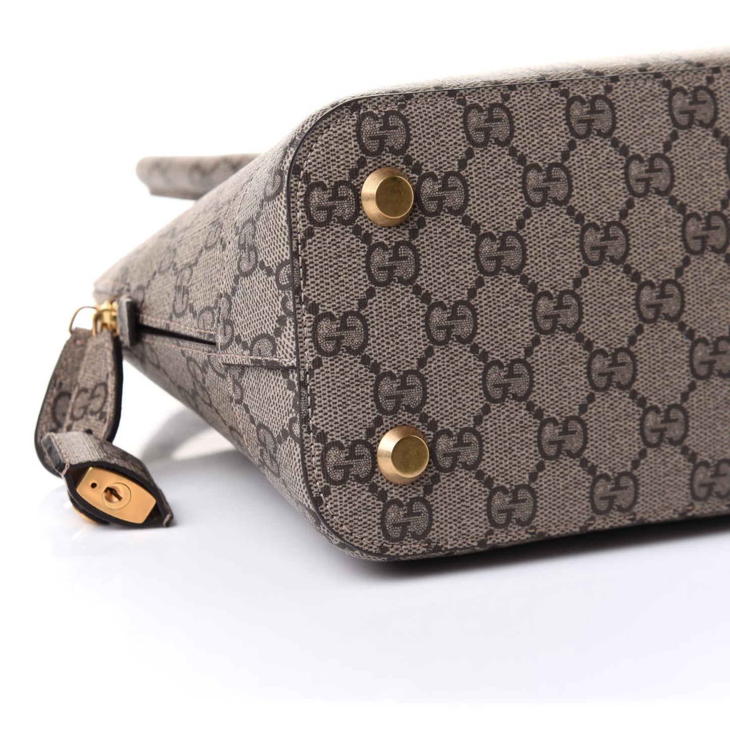 X GUCCI GG Supreme Monogram Small Ville Top Handle Beige Ebony
