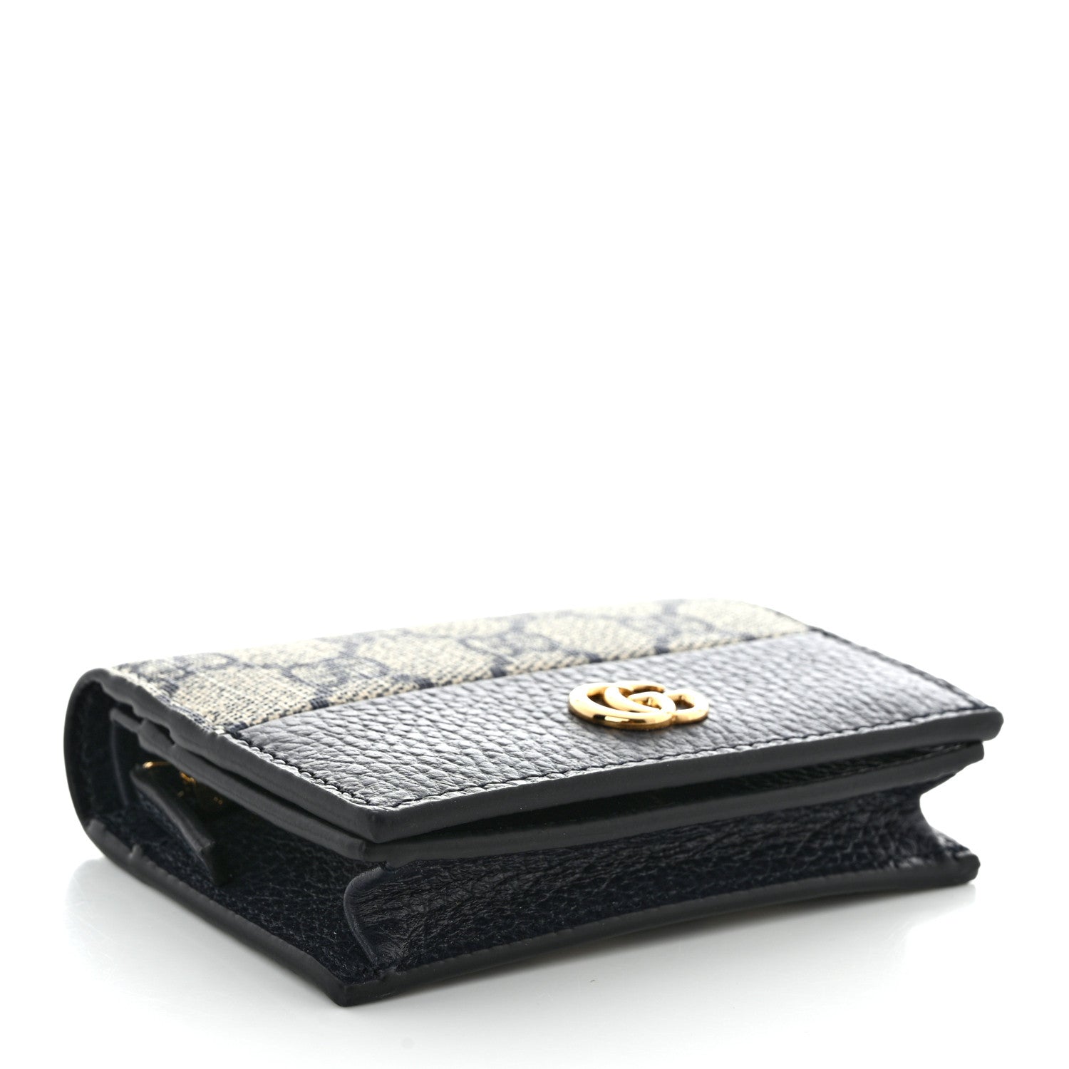 Gucci Dollar Calfskin GG Supreme Monogram GG Marmont Card Case Navy Beige Ebony 4 of 8