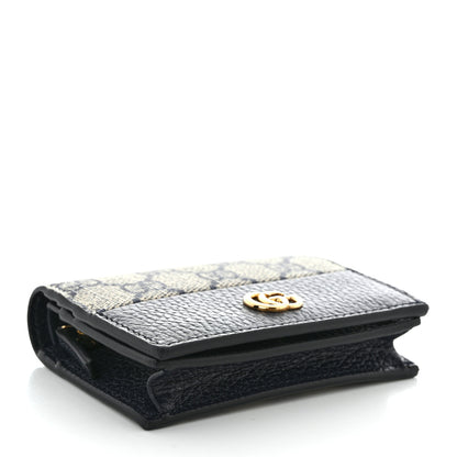 Gucci Dollar Calfskin GG Supreme Monogram GG Marmont Card Case Navy Beige Ebony 4 of 8