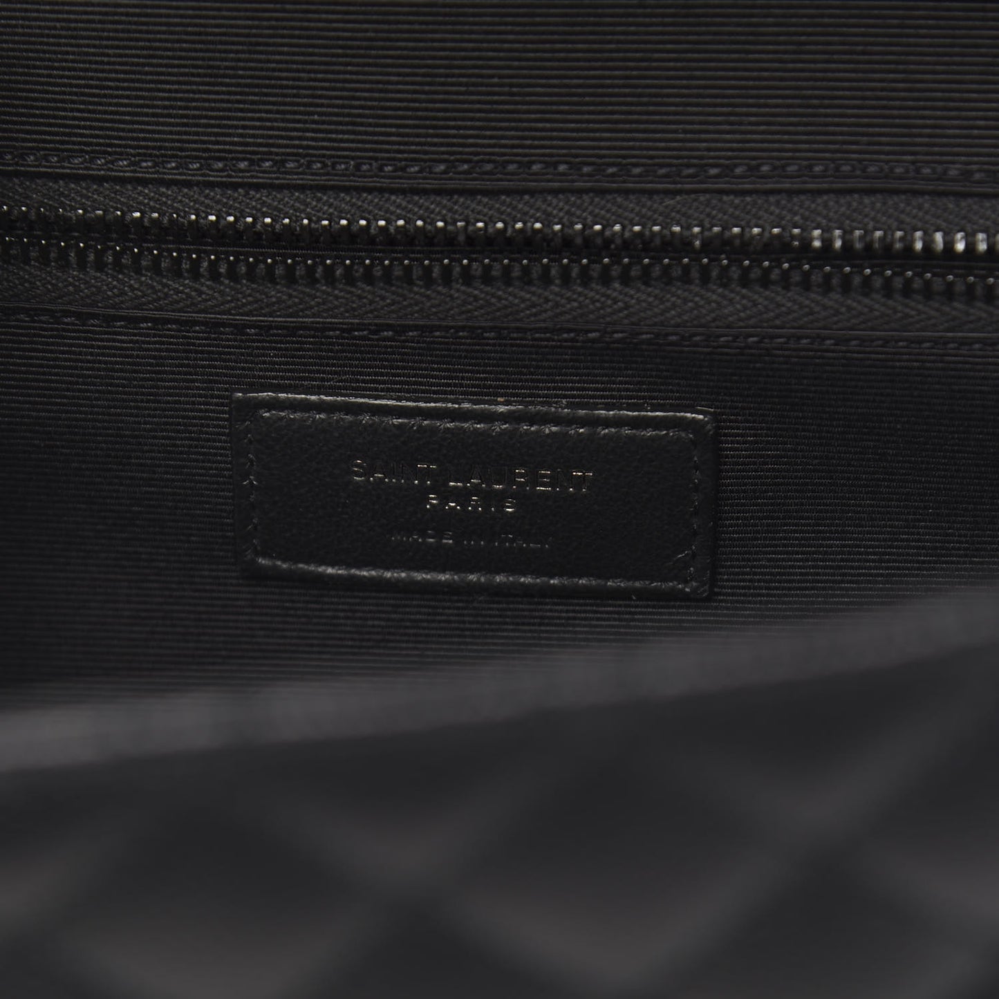 Grain De Poudre Textured Mixed Matelasse Large Triquilt Monogram Monochrome Satchel Black