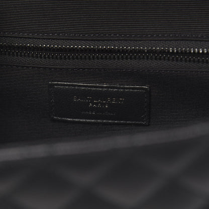 Saint Laurent Grain De Poudre Textured Mixed Matelasse Large Triquilt Monogram Monochrome Satchel Black 6 of 9