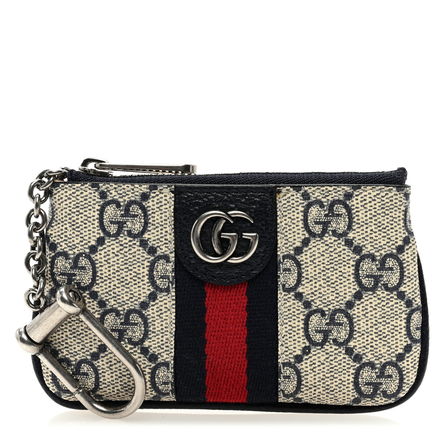 GG Supreme Monogram Web Ophidia Key Case Beige Blue
