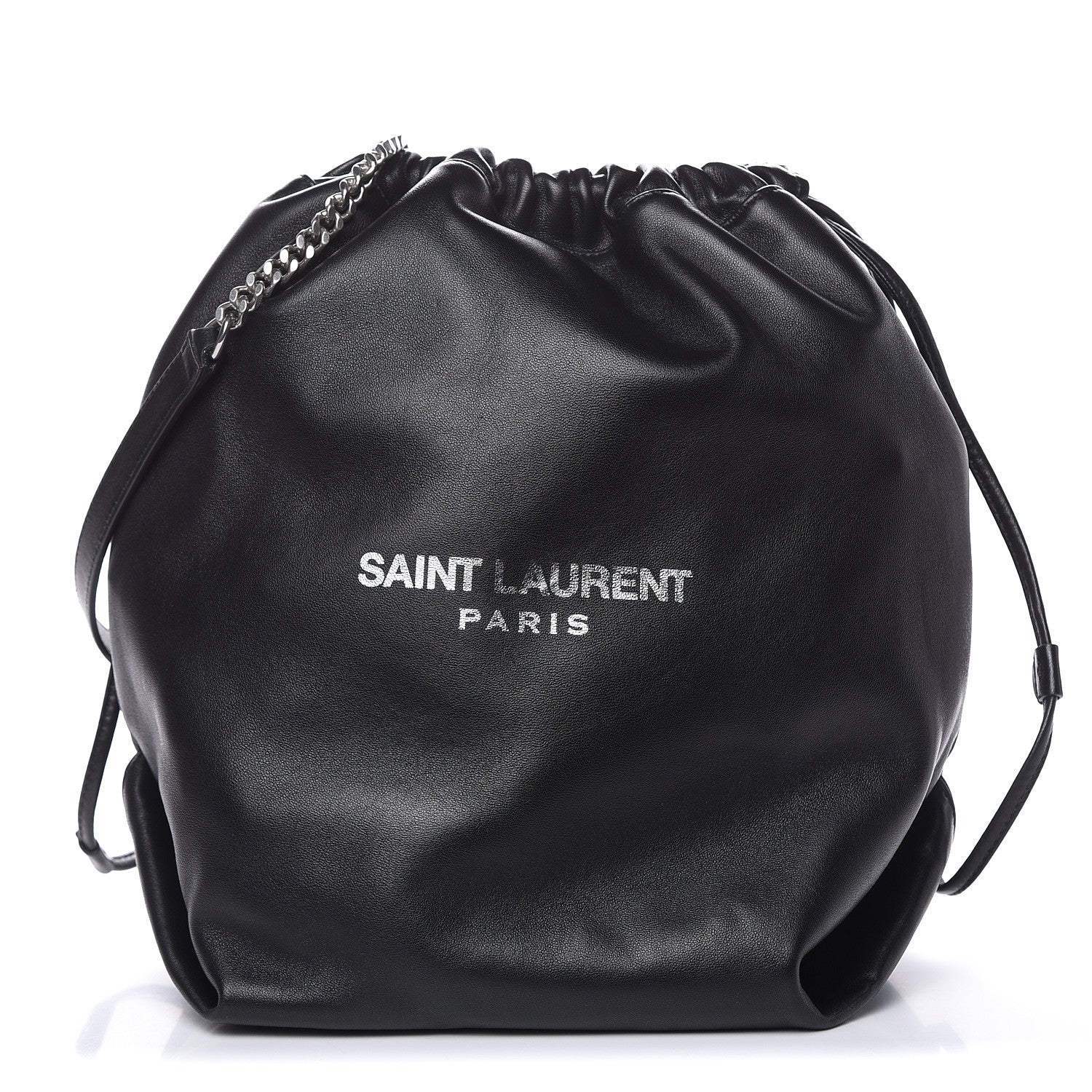 Saint Laurent Lambskin Teddy Drawstring Bag Black 1 of 11