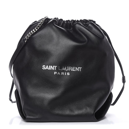 Saint Laurent Lambskin Teddy Drawstring Bag Black 1 of 11