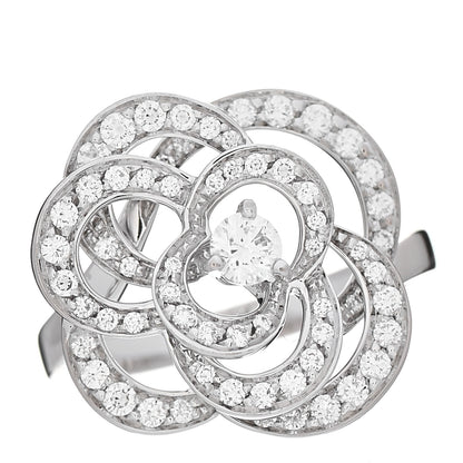 Chanel 18K White Gold Diamond Fil de Camelia Ring 51 5.75 1 of 7
