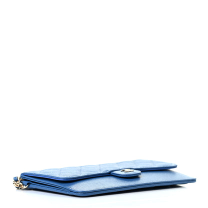 Chanel Caviar Quilted Classic Pouch With Handle Blue 4 of 7