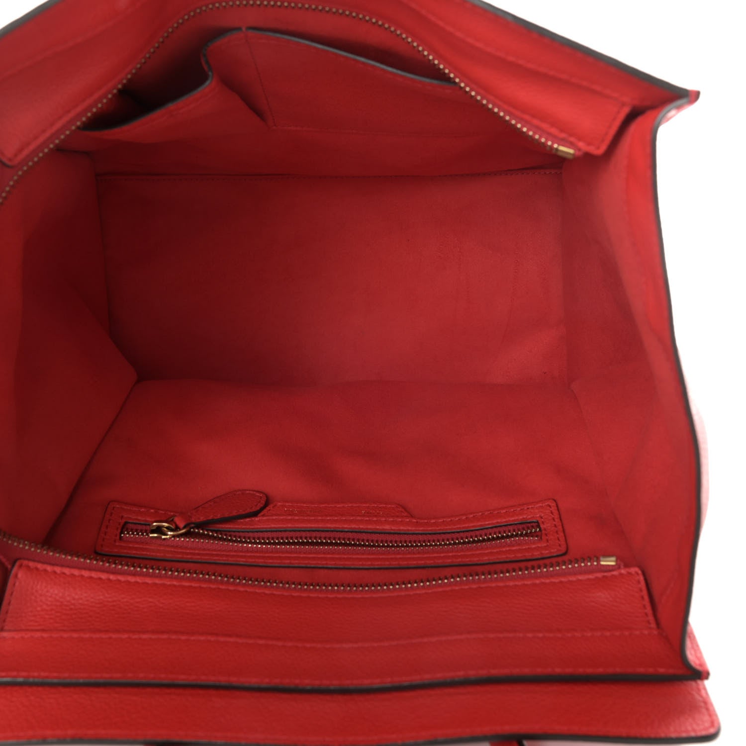Celine Drummed Calfskin Mini Luggage Red 5 of 9