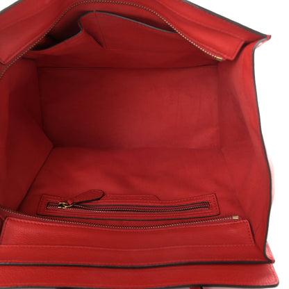 Celine Drummed Calfskin Mini Luggage Red 5 of 9