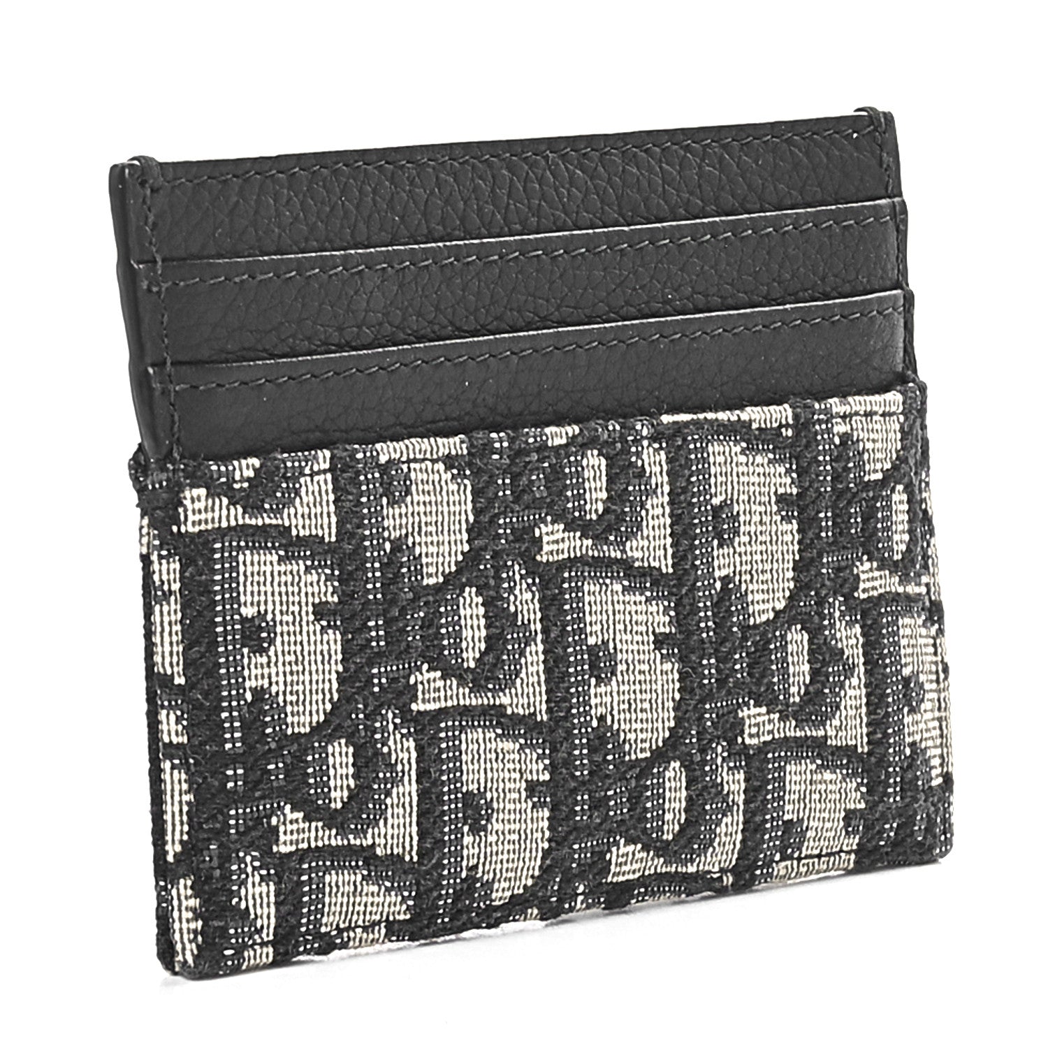 Christian Dior Grained Calfskin Oblique Card Holder Black 2 of 6