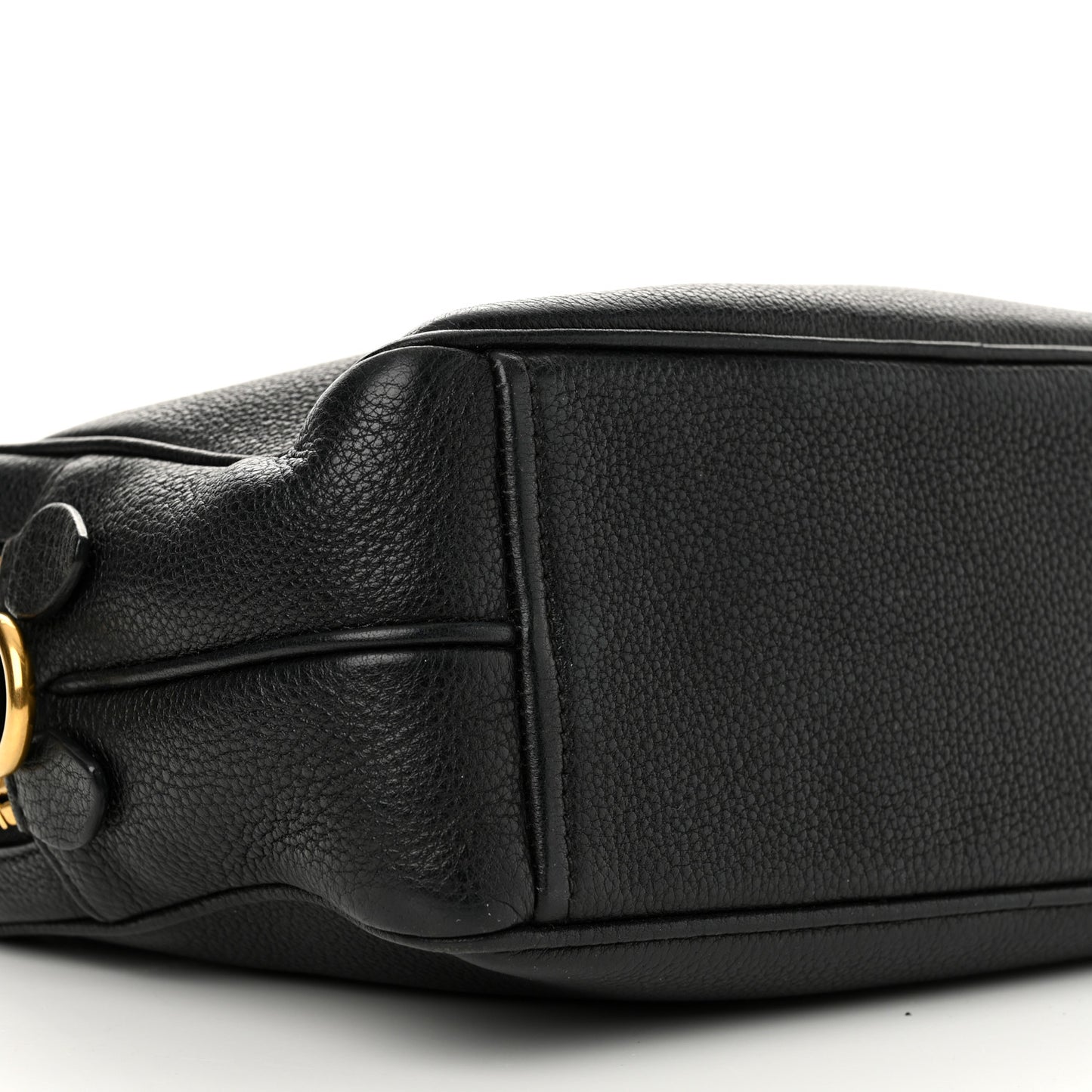 Vitello Daino Medium Double Zip Shoulder Bag Black