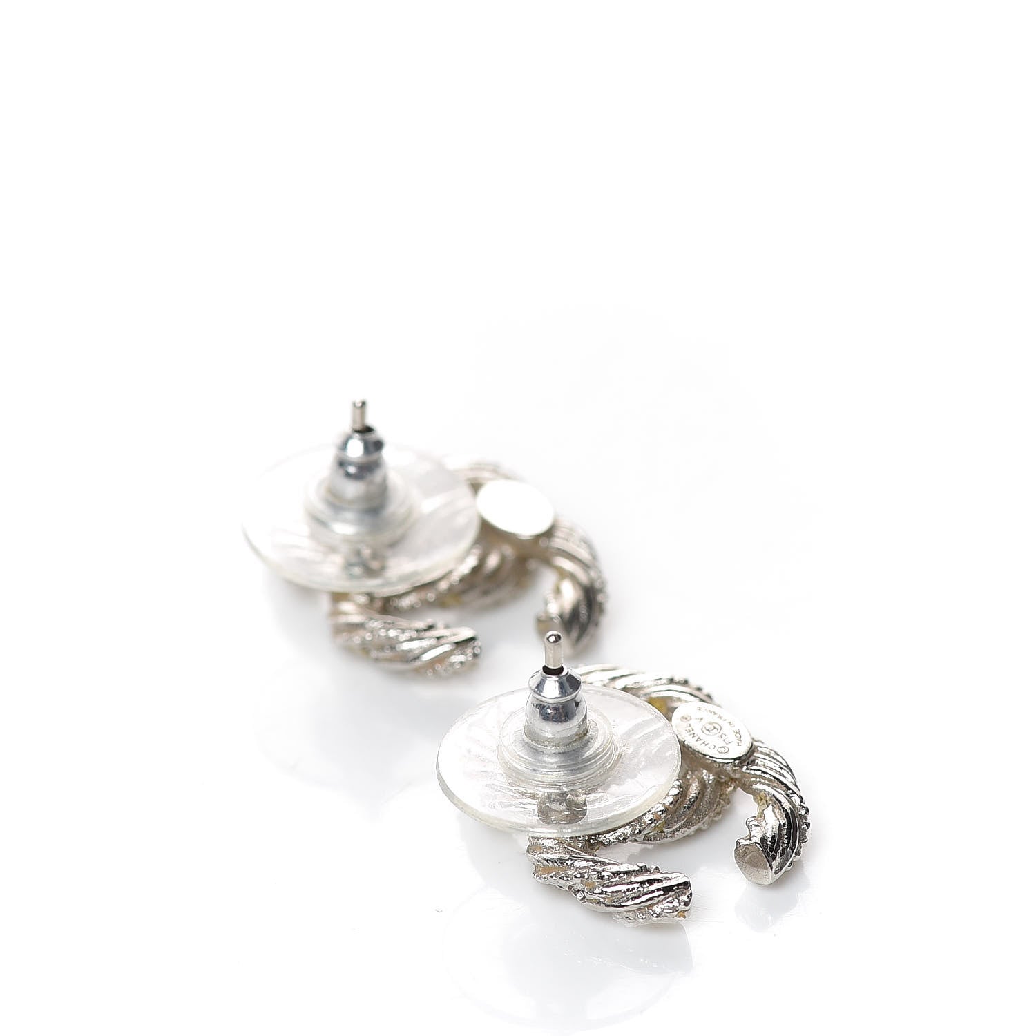 Chanel Crystal CC Twisted Earrings Silver 3 of 5