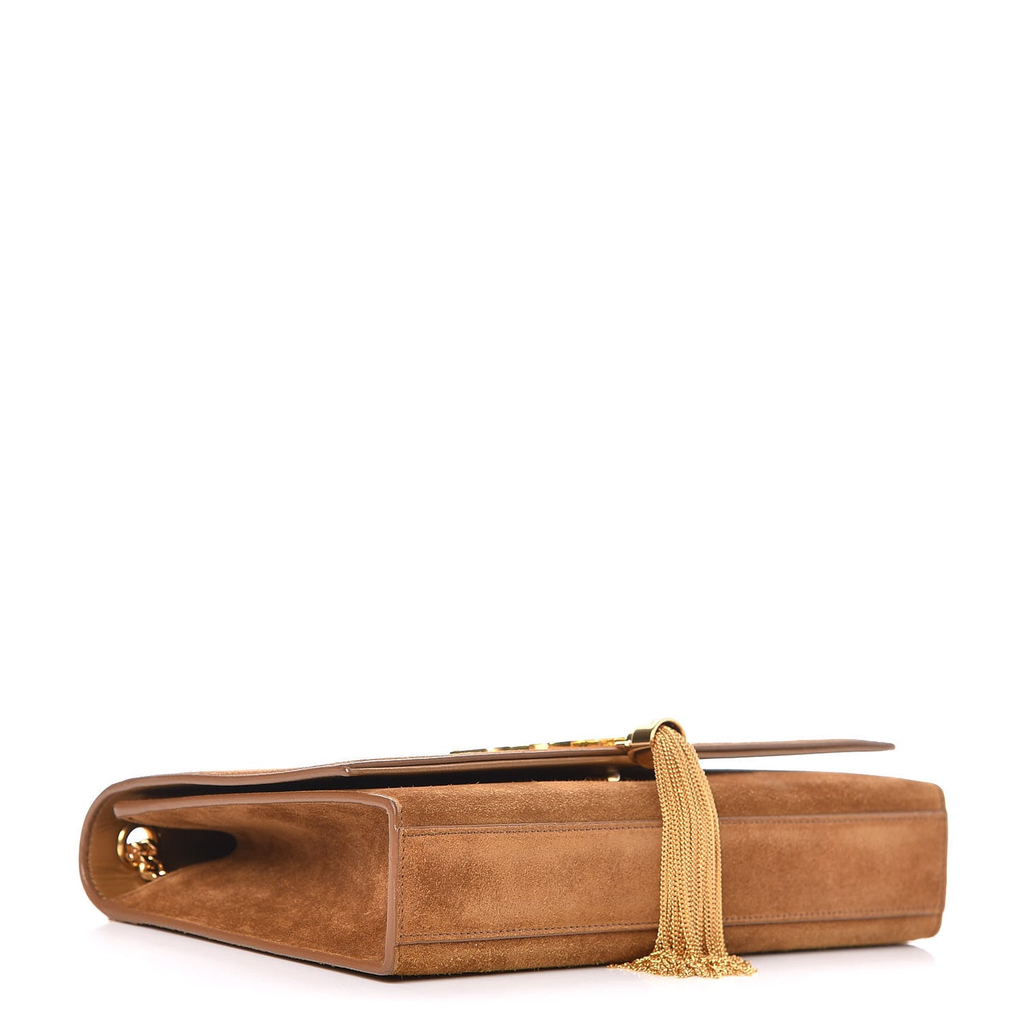 Suede Medium Classic Monogram Kate Tassel Satchel Light Ochre