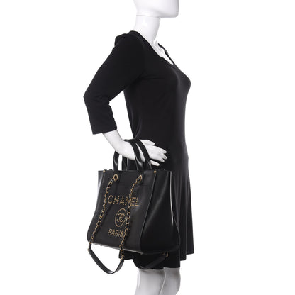Chanel Caviar Small Studded Deauville Tote Black 3 of 12