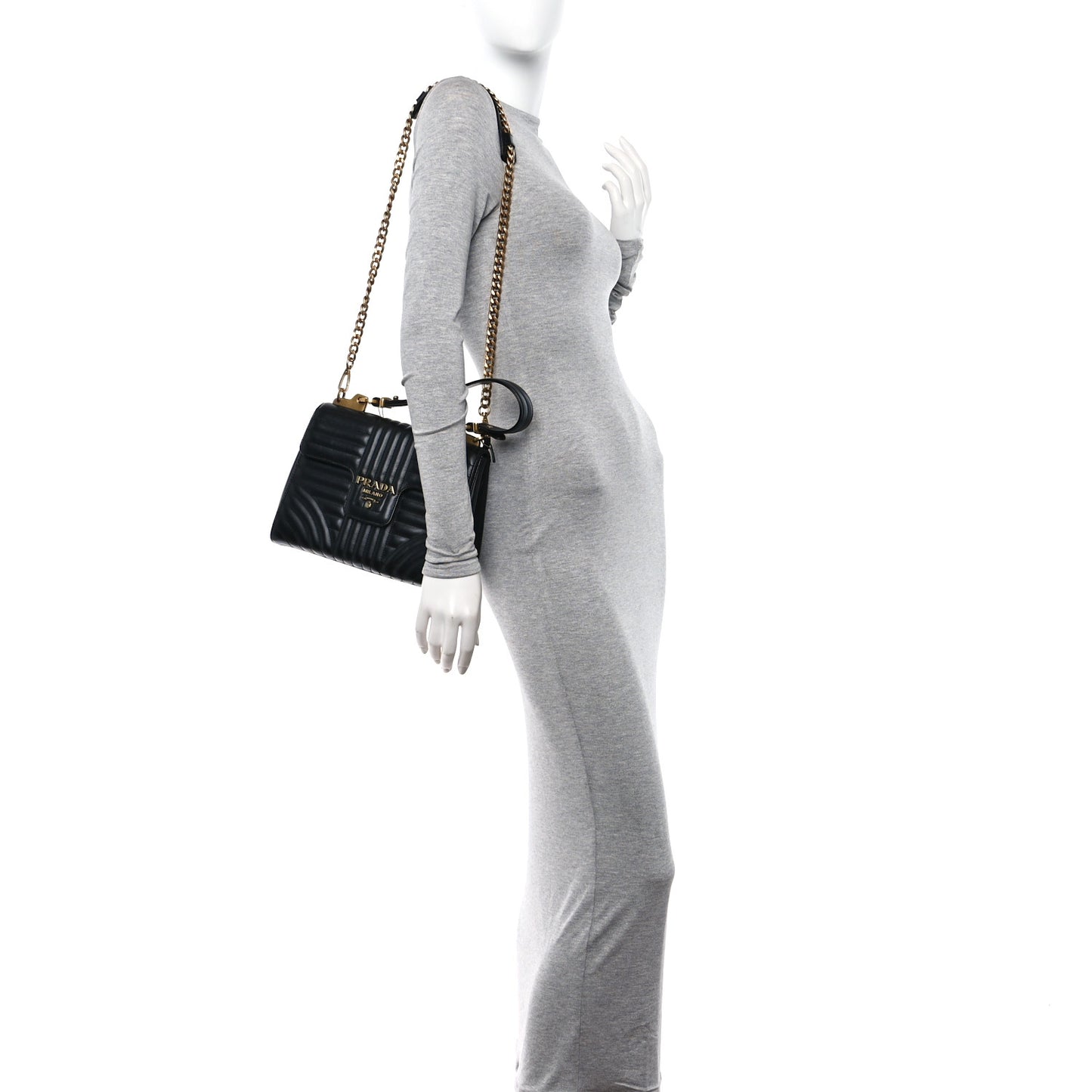 Soft Calfskin Impunture Diagramme Flap Top Handle Bag Black