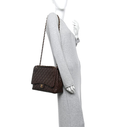 Chanel Lambskin Quilted Maxi Single Flap Dark Brown 2 of 10